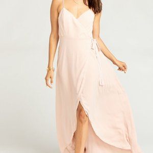 Mariah Wrap Dress in Dusty Blush Crisp